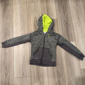 Nike Kids Charcoal and Neon Hoodie